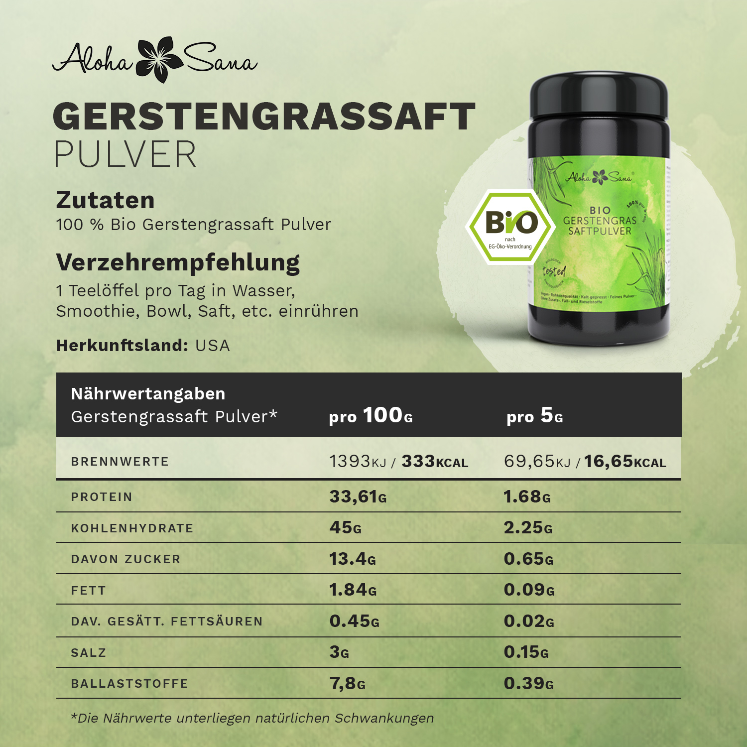Bio Gerstengrassaft Pulver 110 g