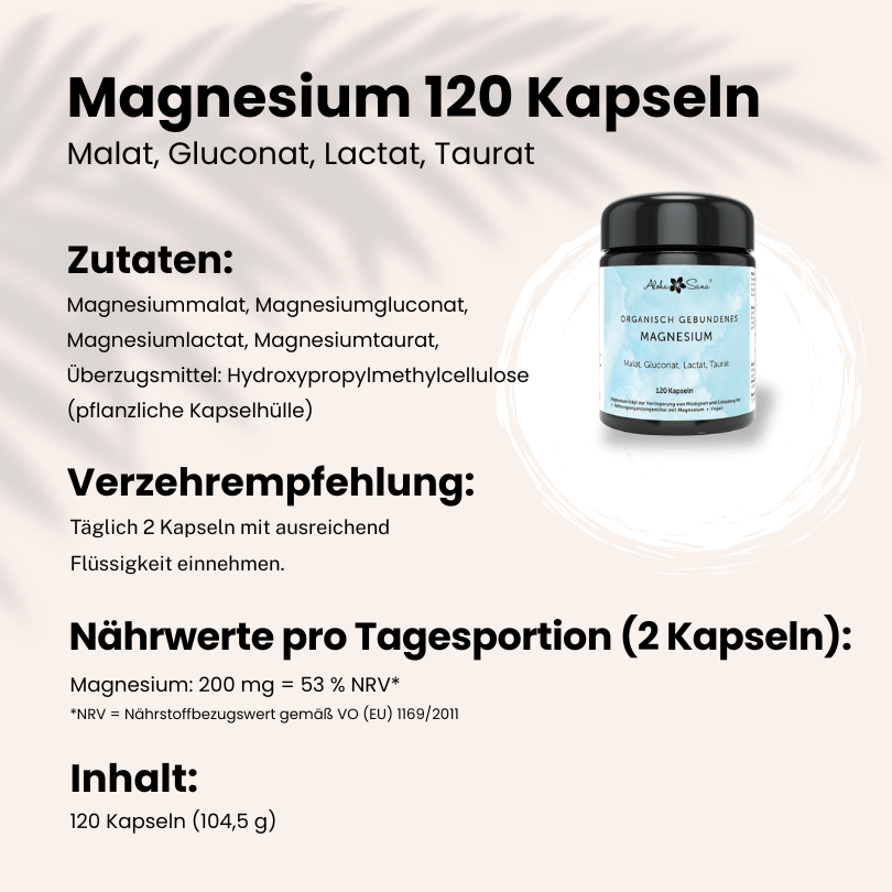 Magnesium 120 Kapseln - Aloha Sana
