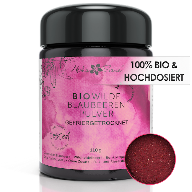 Bio Wilde Blaubeeren Pulver gefriergetrocknet 110g - Aloha Sana