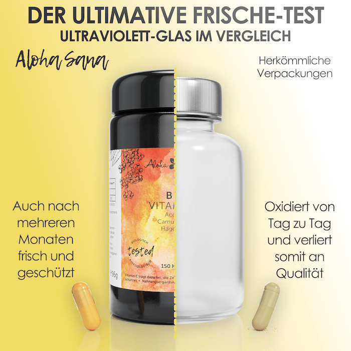 Bio Vitamin C Kapseln mit Acerola, Camu Camu & Hagebutte - Aloha Sana