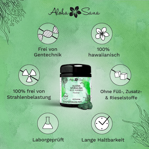 Hawaii Spirulina Algen 400 Presslinge - Aloha Sana