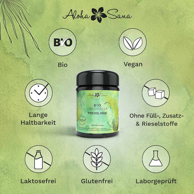 Bio Chlorella Algen 400 Presslinge - Aloha Sana