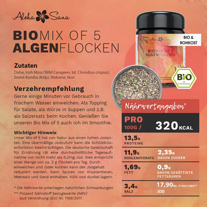 Bio Mix of 5 Algenflocken aus dem Nord Atlantik in Irland 125 g