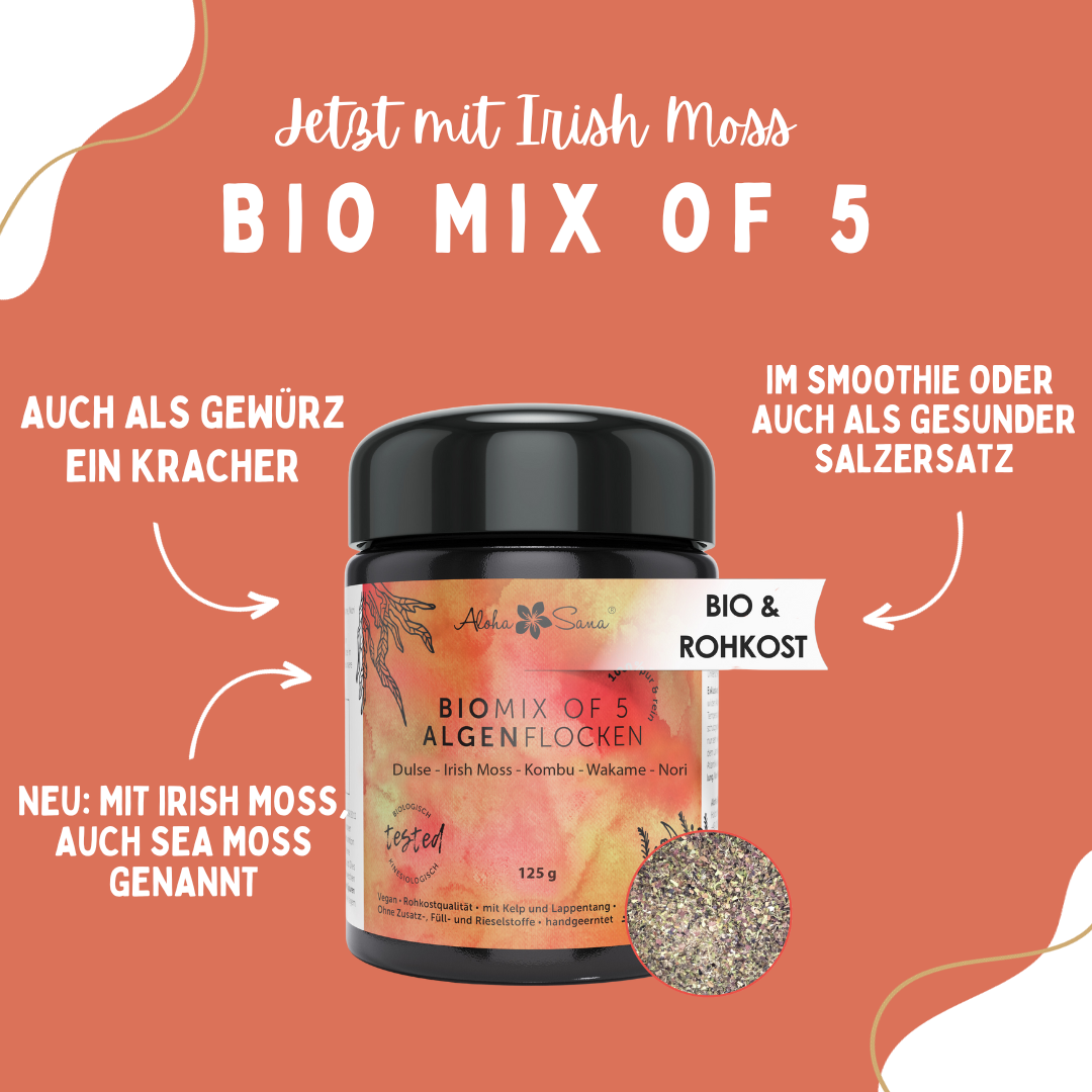 Bio Mix of 5 Algenflocken aus dem Nord Atlantik in Irland 125 g