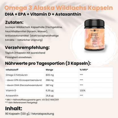 Omega 3 Wildlachsöl Kapseln - Aloha Sana