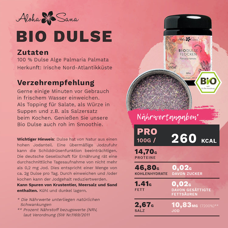 Bio Dulse aus dem Nord Atlantik in Irland 110 g - Aloha Sana