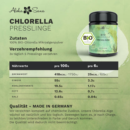 Bio Chlorella Algen 400 Presslinge - Aloha Sana