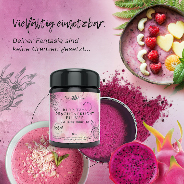 Bio Drachenfrucht gefriergetrocknet 125g - Aloha Sana