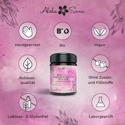 Bio Drachenfrucht gefriergetrocknet 125g - Aloha Sana