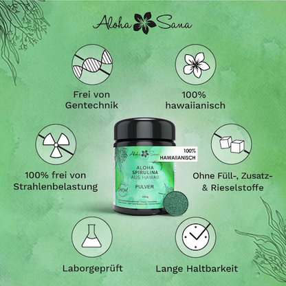Hawaii Spirulina Algen Pulver 300 g - Aloha Sana