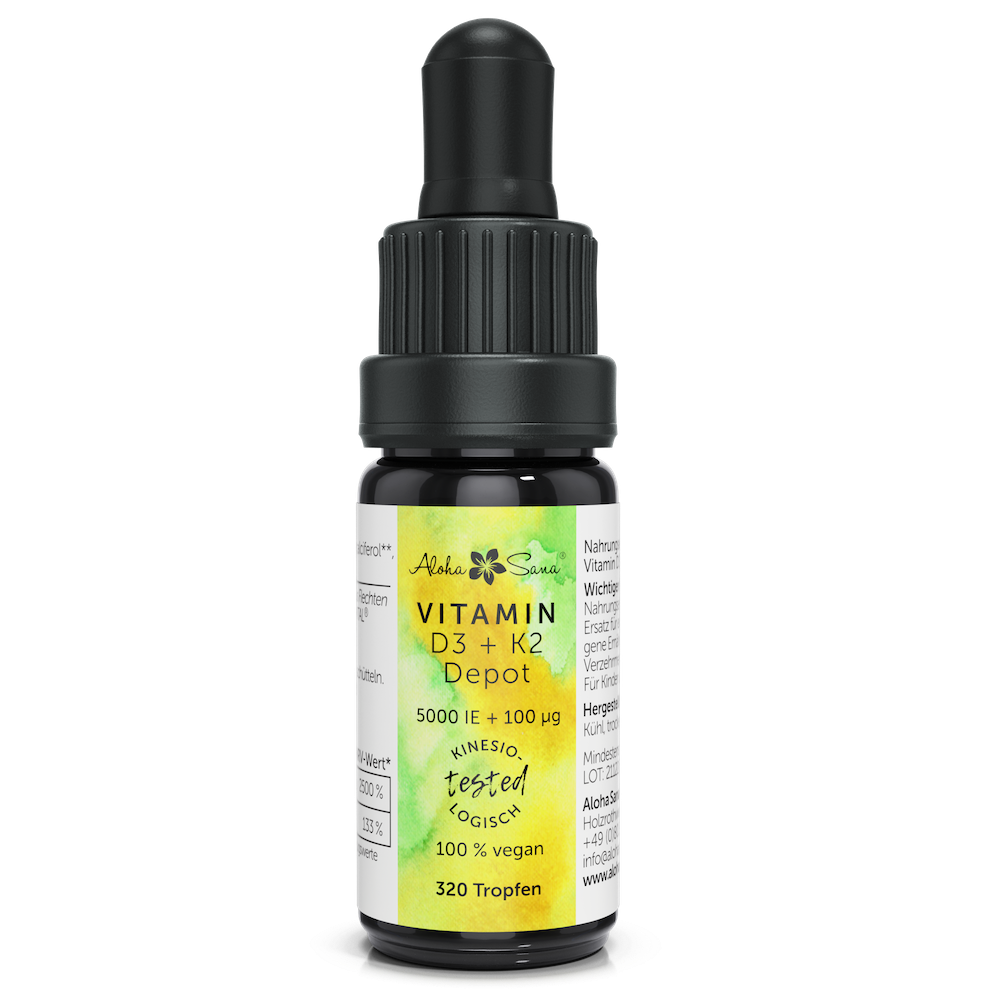 Vitamin D3 + K2, vegan, 5000 i.e D3 + 100 ug K2 - Aloha Sana