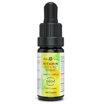Vitamin D3 + K2, vegan, 5000 i.e D3 + 100 ug K2 - Aloha Sana