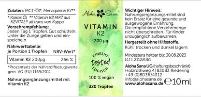 Vitamin K2, 200 ug, vegan - Aloha Sana