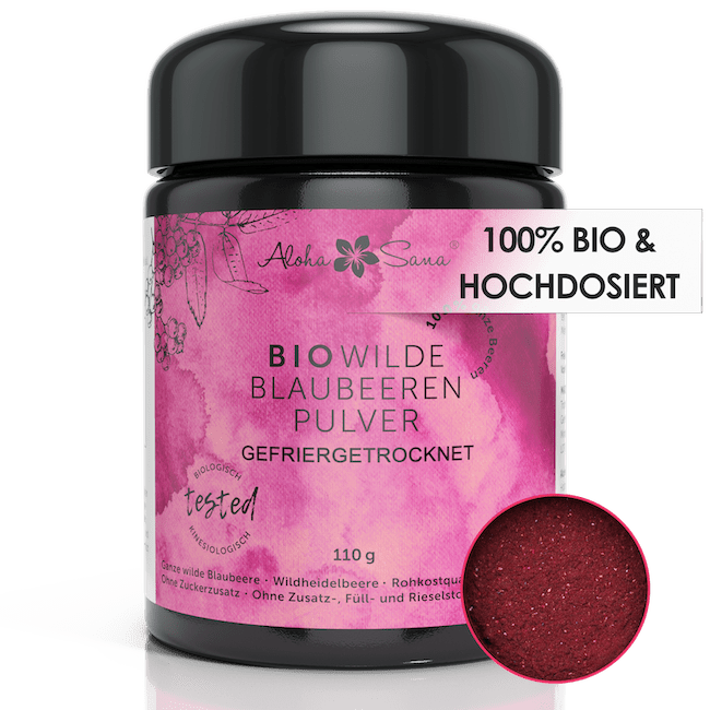 Bio Wilde Blaubeeren Pulver gefriergetrocknet 110g - Aloha Sana