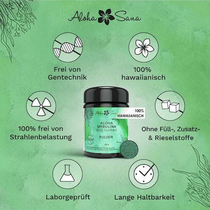 Hawaii Spirulina Algen Pulver 300 g - Aloha Sana